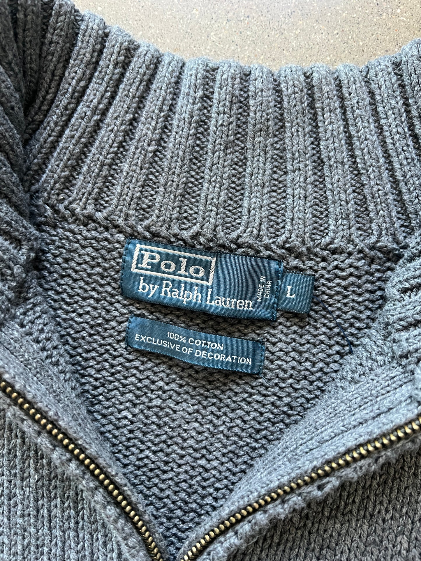 Vintage Grey Polo Ralph Lauren Sweater - L