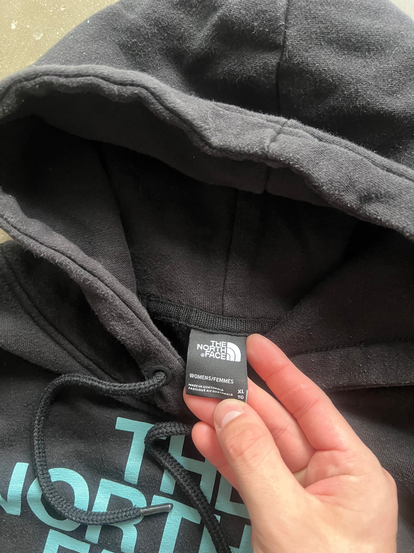 Vintage Black and Blue North Face Hoodie - XL