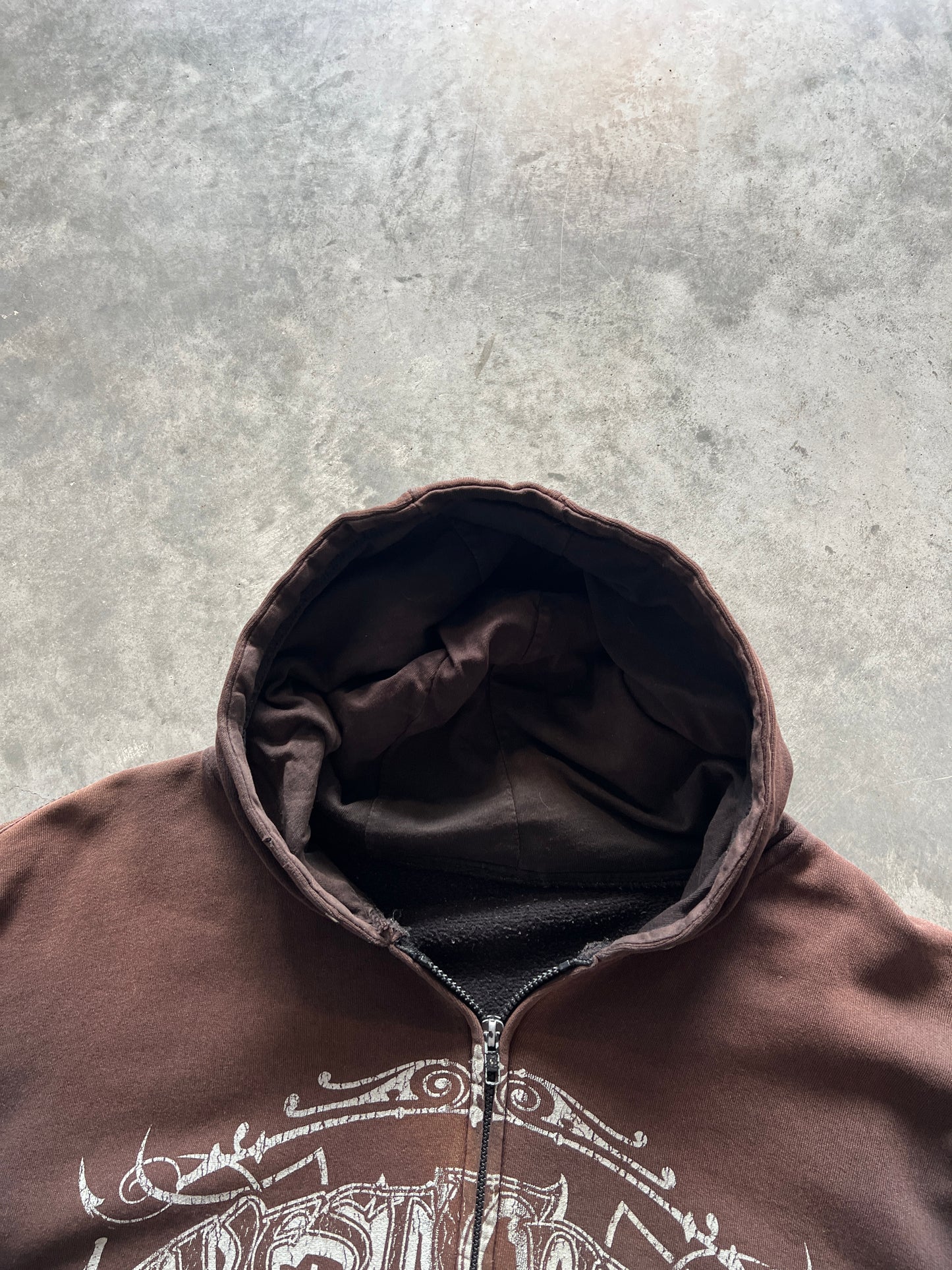 Vintage Faded Brown West Coast Choppers Hoodie - L
