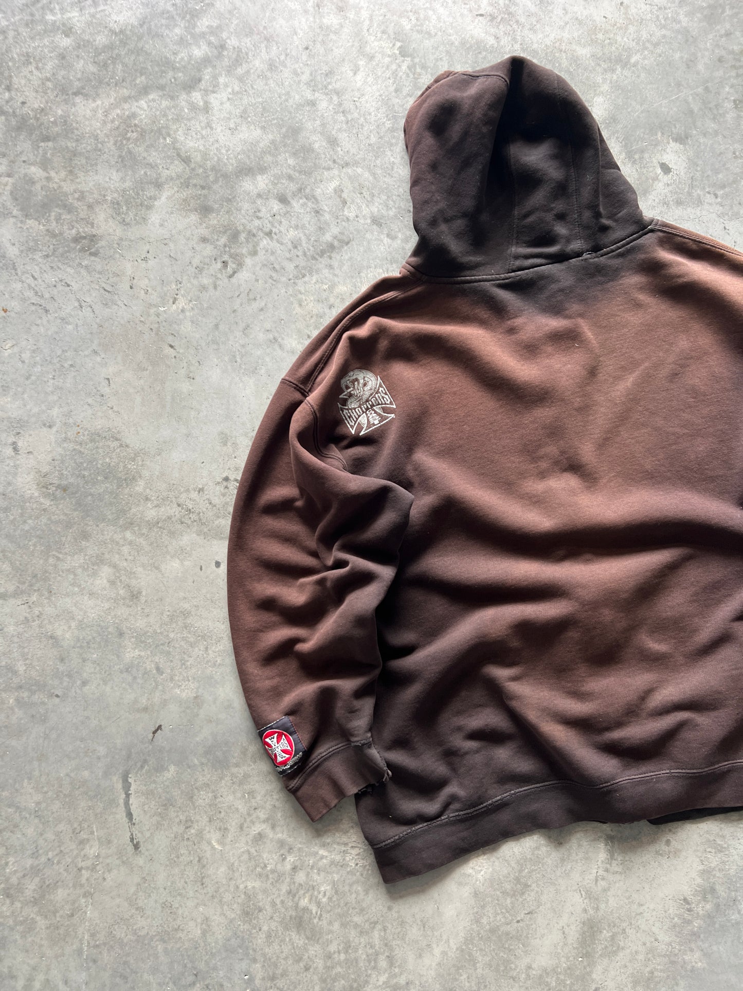 Vintage Faded Brown West Coast Choppers Hoodie - L