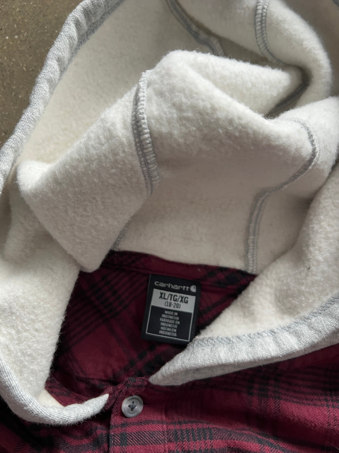 Vintage Red Carhartt Flannel Hoodie - XS