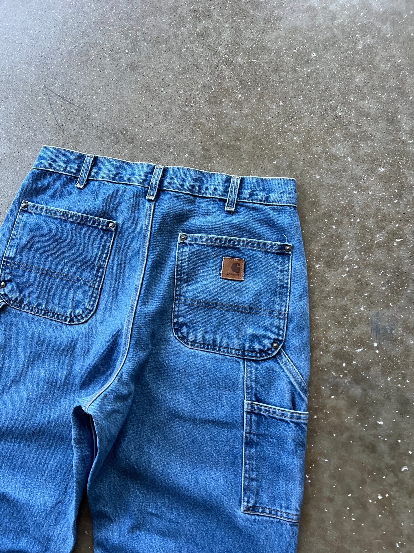 Vintage Denim Blue Carhartt Double-Knee Pants - 34x32