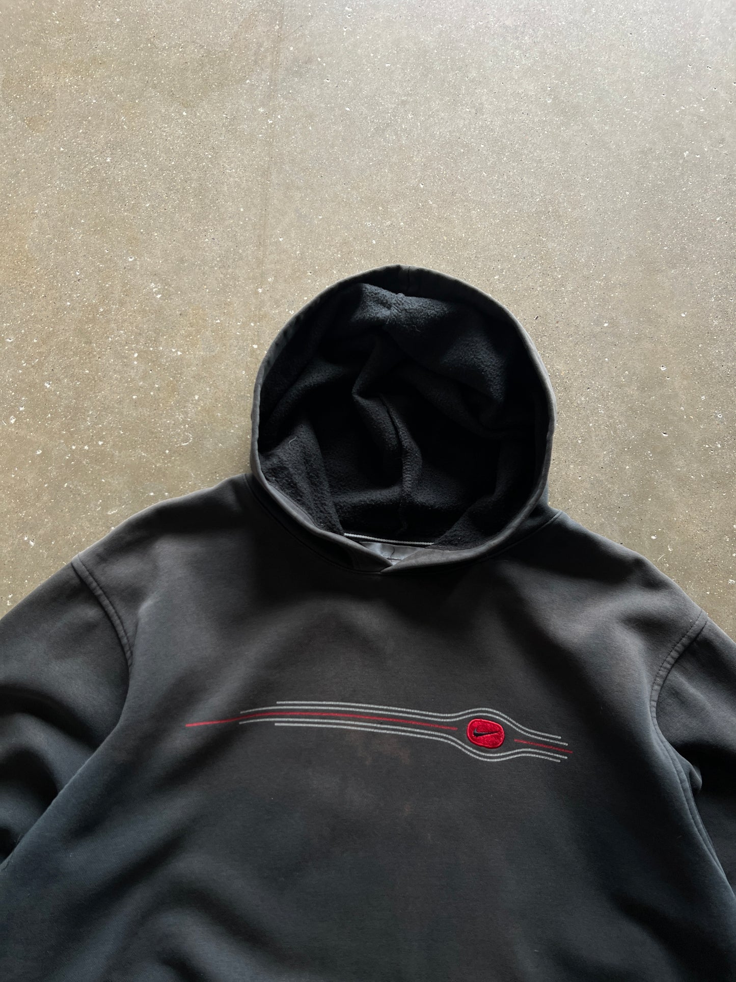 Vintage Black Nike Swoosh Hoodie - XL