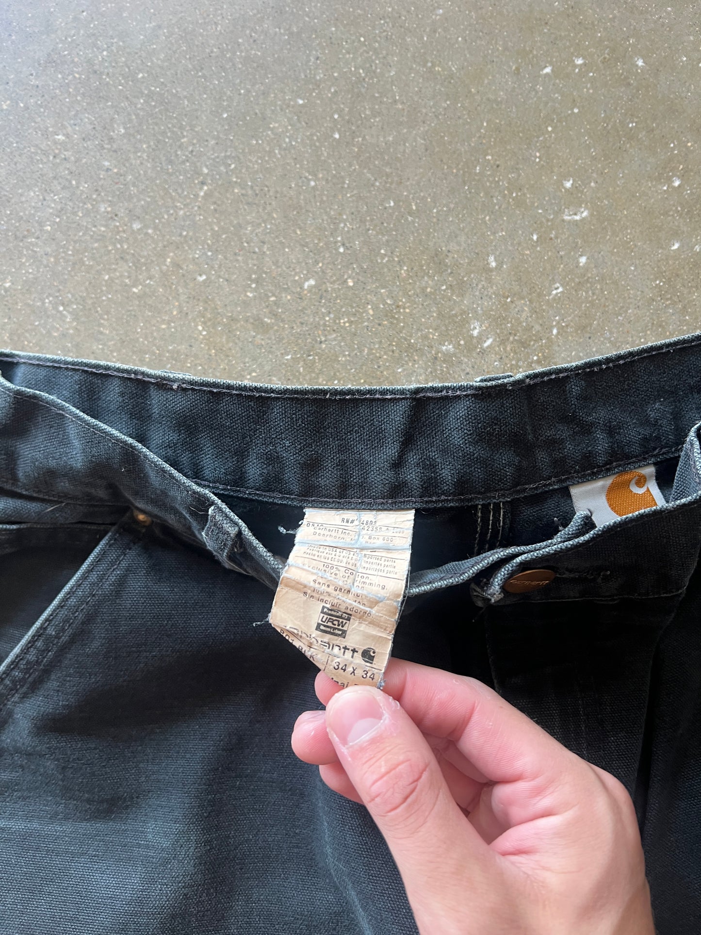 Vintage Faded Black Carhartt Double Knee Pants - 34x34