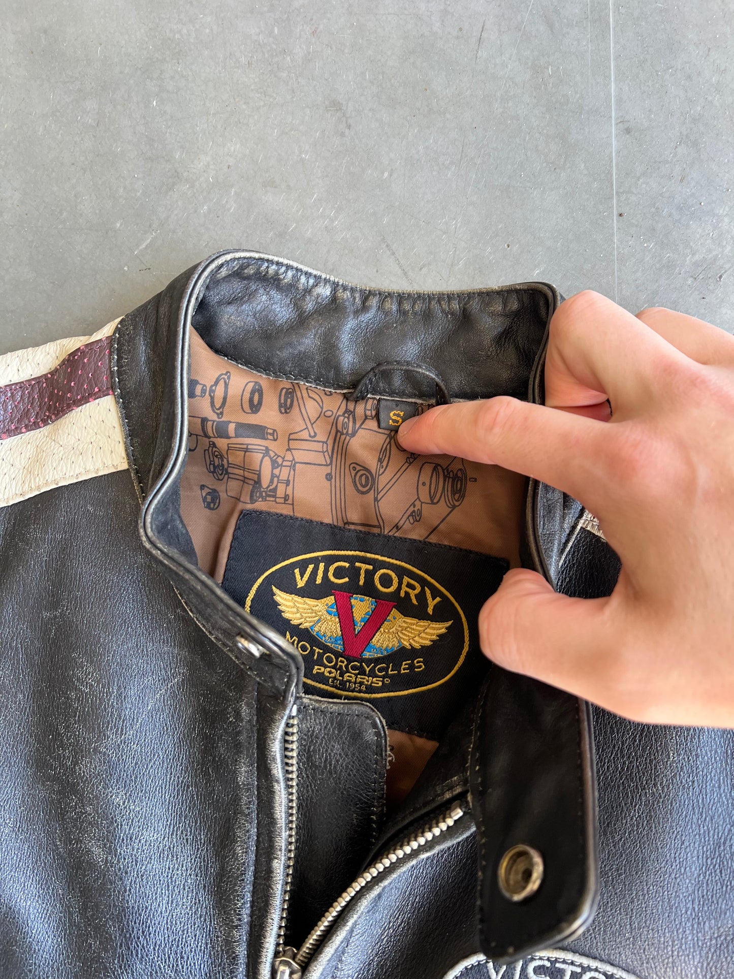 Vintage Black Victory Motorcycle Jacket - S