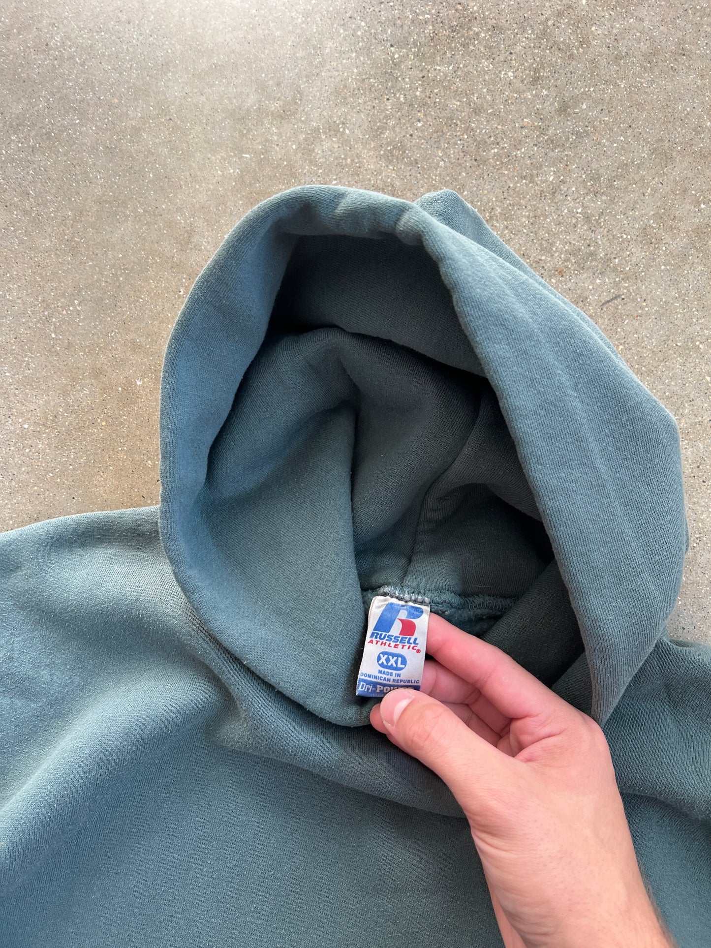Vintage Turquoise Blue Russell Hoodie - XXL