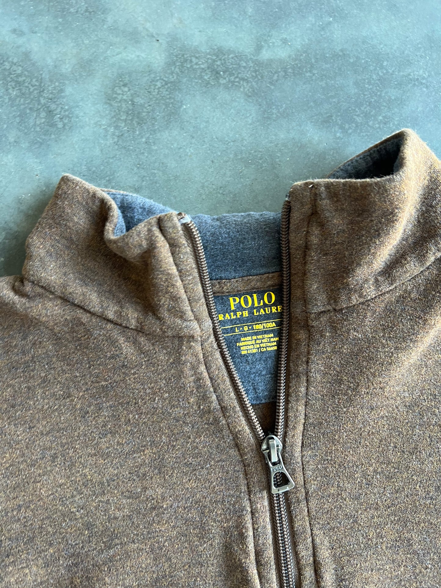 Vintage Brown Polo Quarter Zip Sweater - L