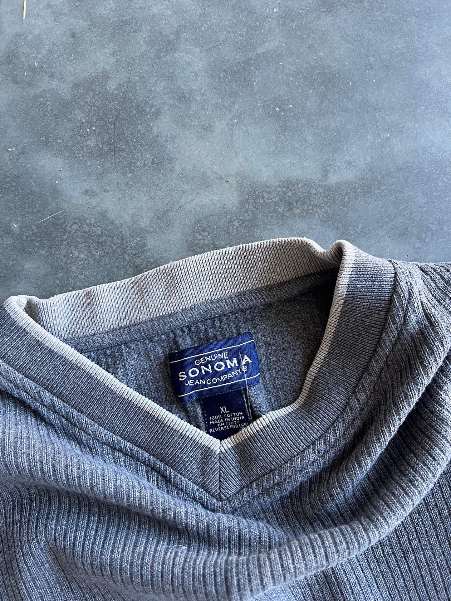 Vintage Grey Stripped Sonoma Longsleeve Shirt - XL