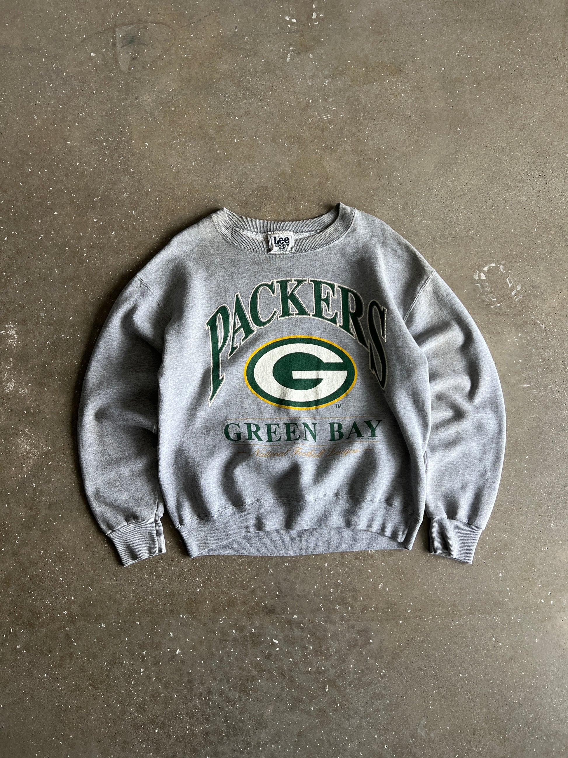 Vintage Grey Green Bay Packers Crew - L