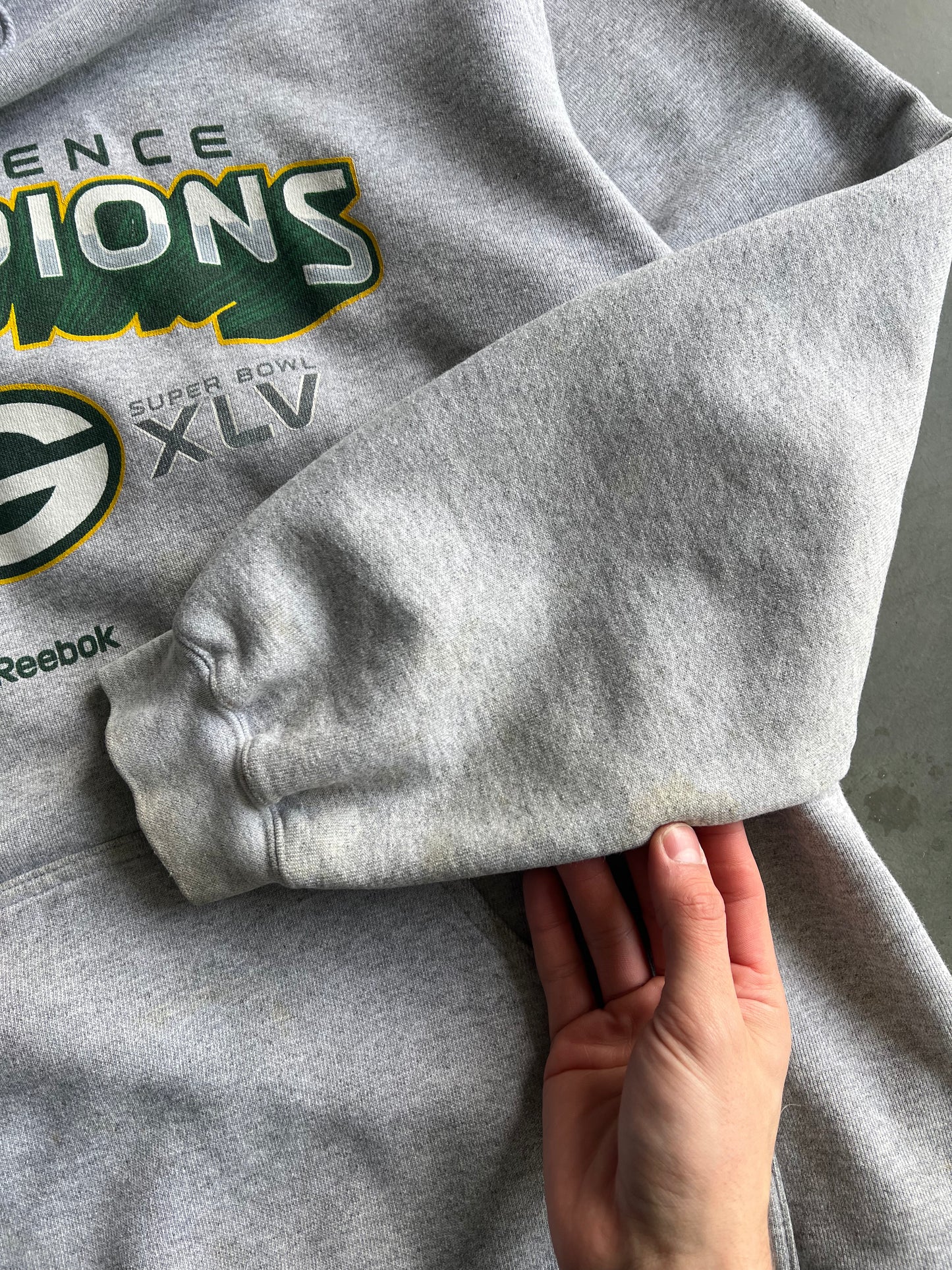 Vintage Grey Green Bay Packers Hoodie - L