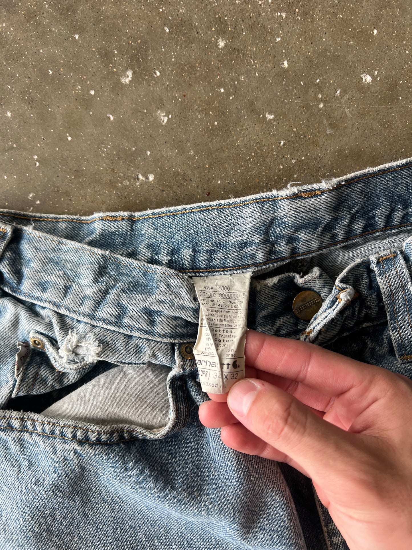 Vintage Faded Denim Carhartt Carpenter Pants - 34