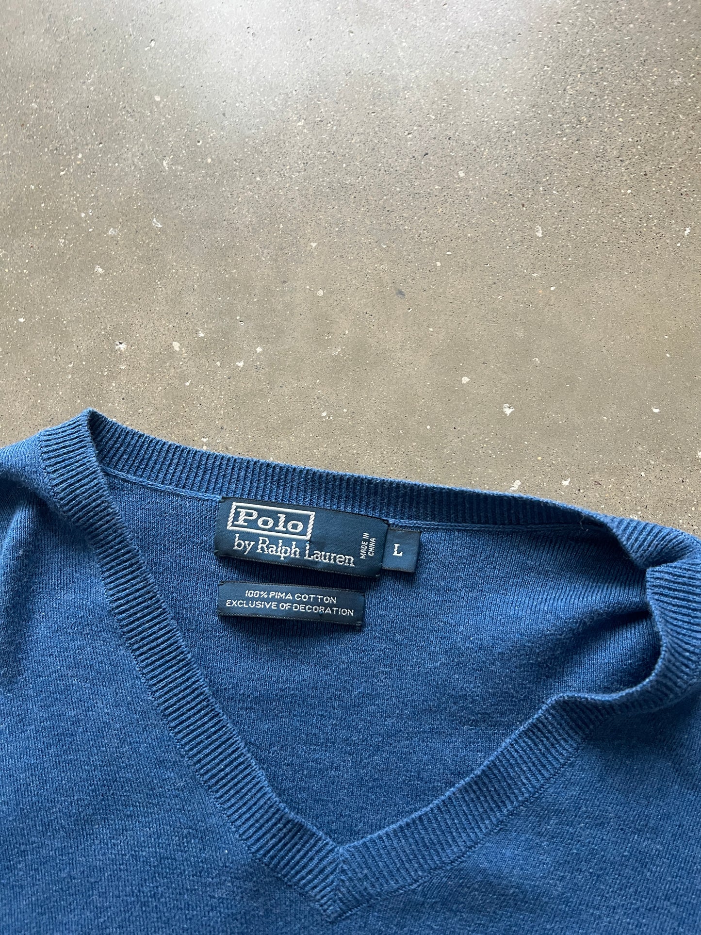 Vintage Dark Blue Polo Sweater - L