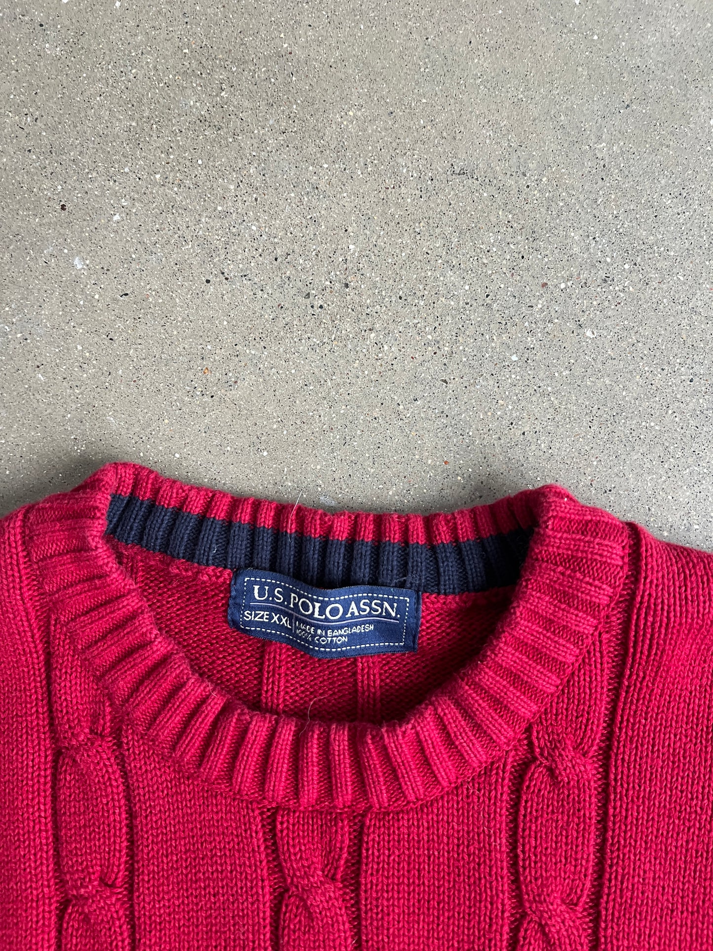 Vintage Cherry Red Polo Sweater - XL