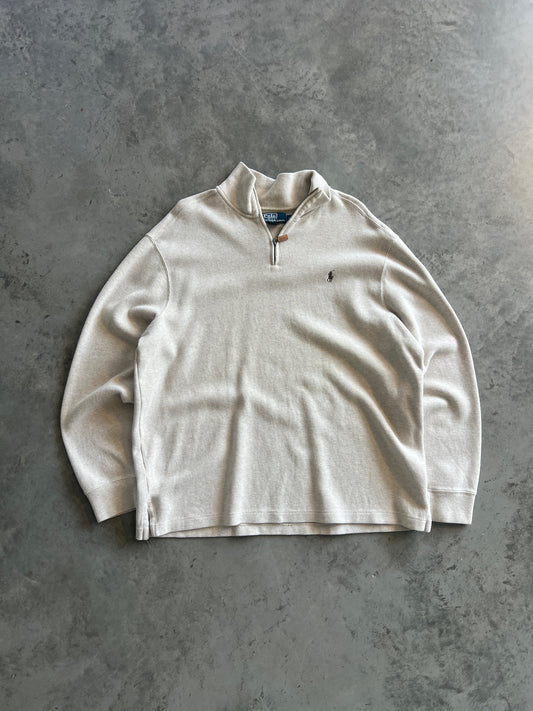 Vintage Cream Polo Quarter Zip - XXL