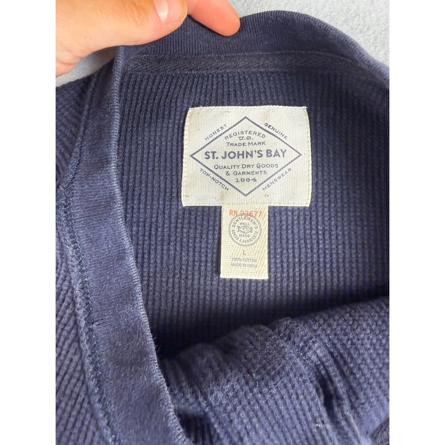 St John's Bay Henley Thermal Knit Shirt - L