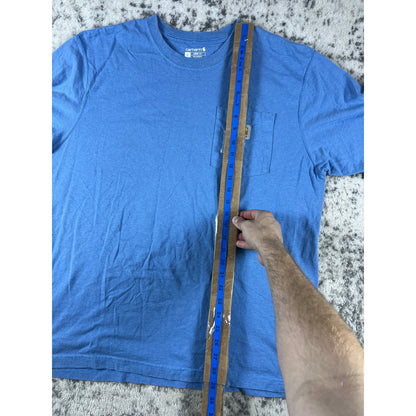 Carhartt T-Shirt Mens L Blue Crew Neck Loose Fit K87 Pocket Tee Classic Workwear