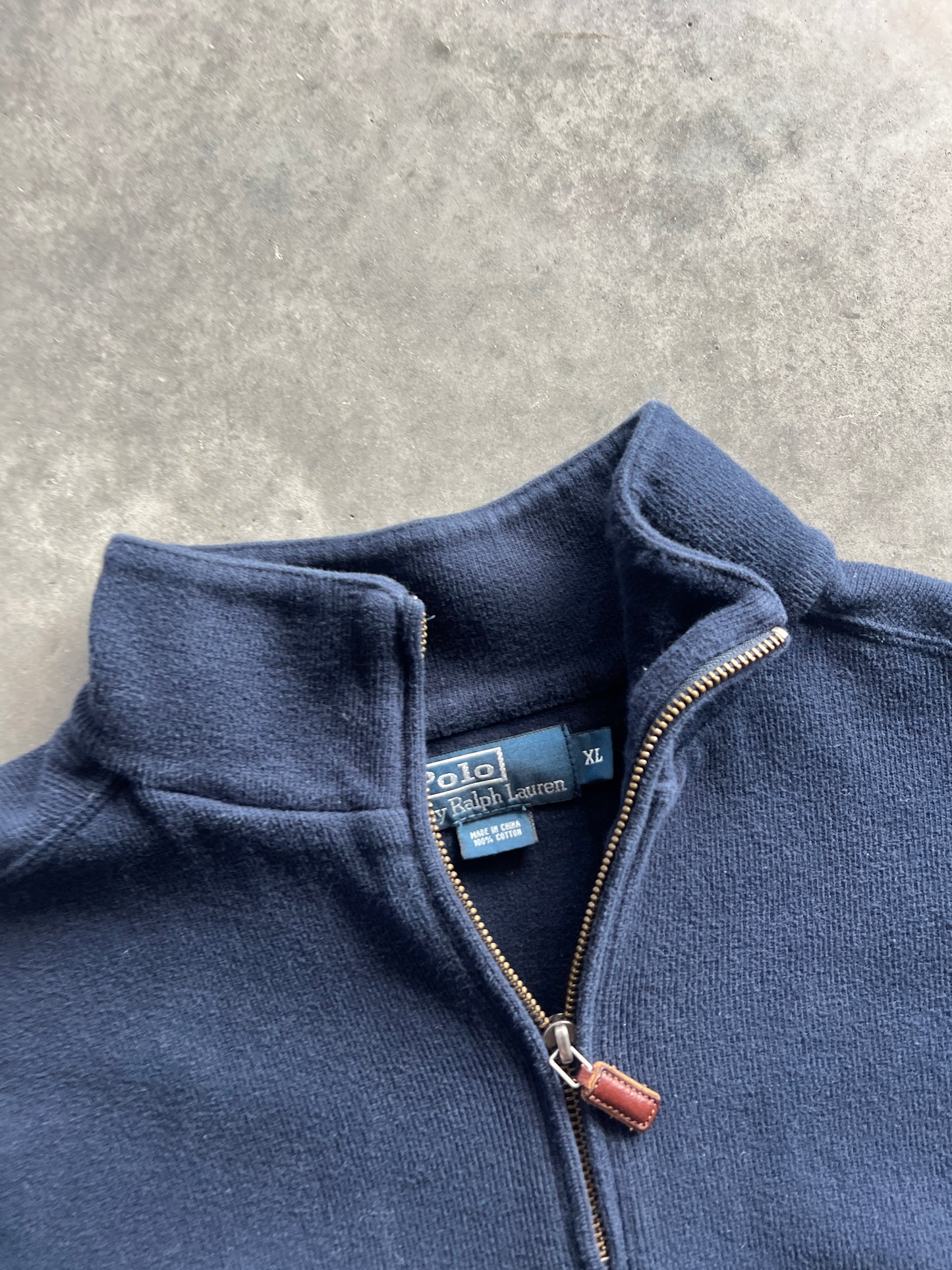 Vintage Navy Blue Polo Quarter Zip - XL