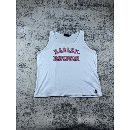 Vintage White Harley Davidson Tank Top Shirt - XL