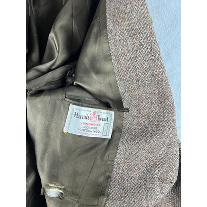 Vintage Harris Tweed Scottish Wool Herringbone Blazer - 38