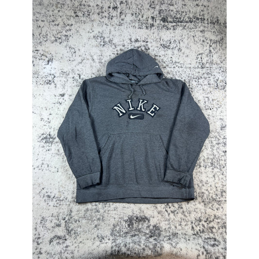 Vintage Nike Gray Spellout Hoodie - L