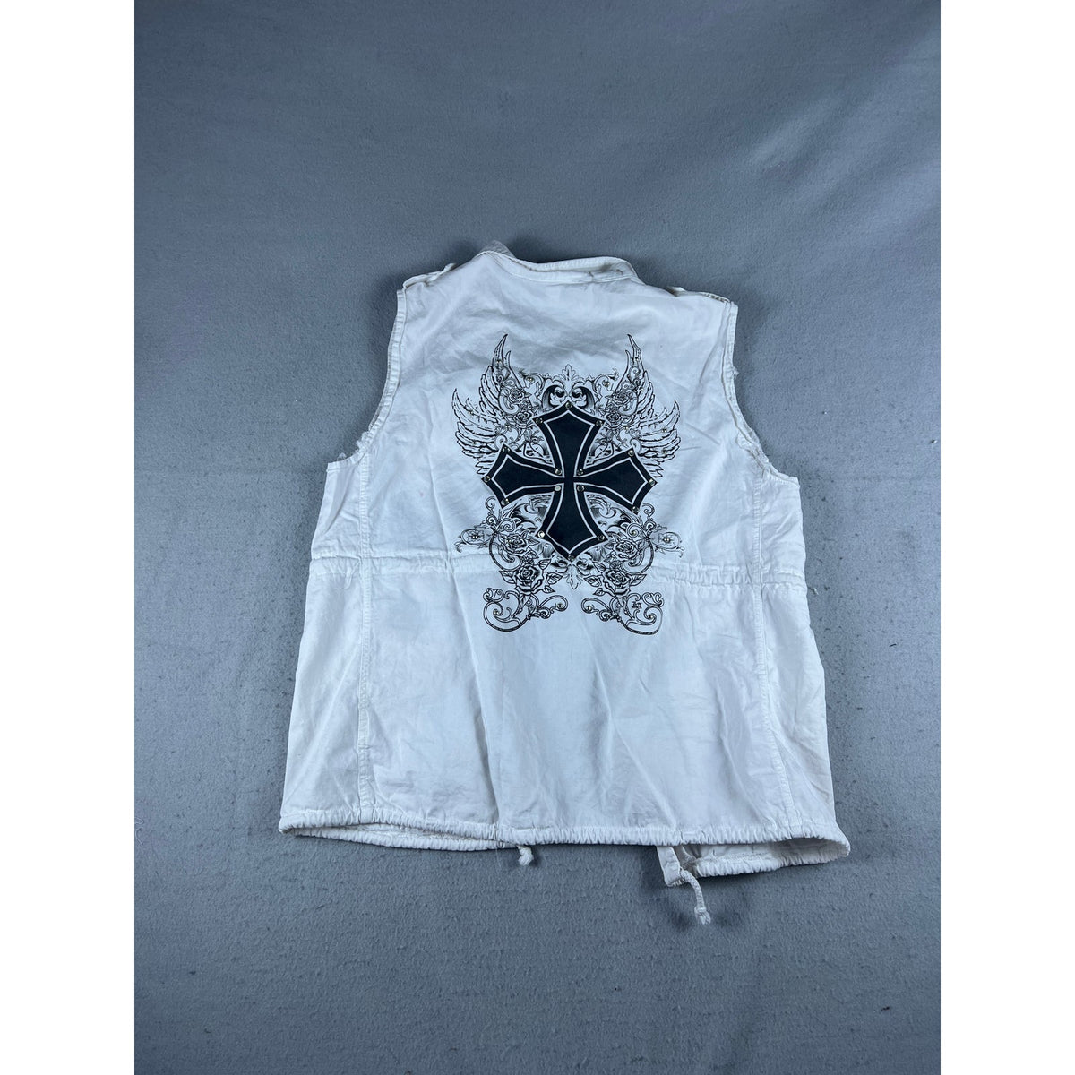 Platinum Plush Cross Angel Wings Vest Womens