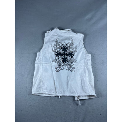 Platinum Plush Cross Angel Wings Vest Womens