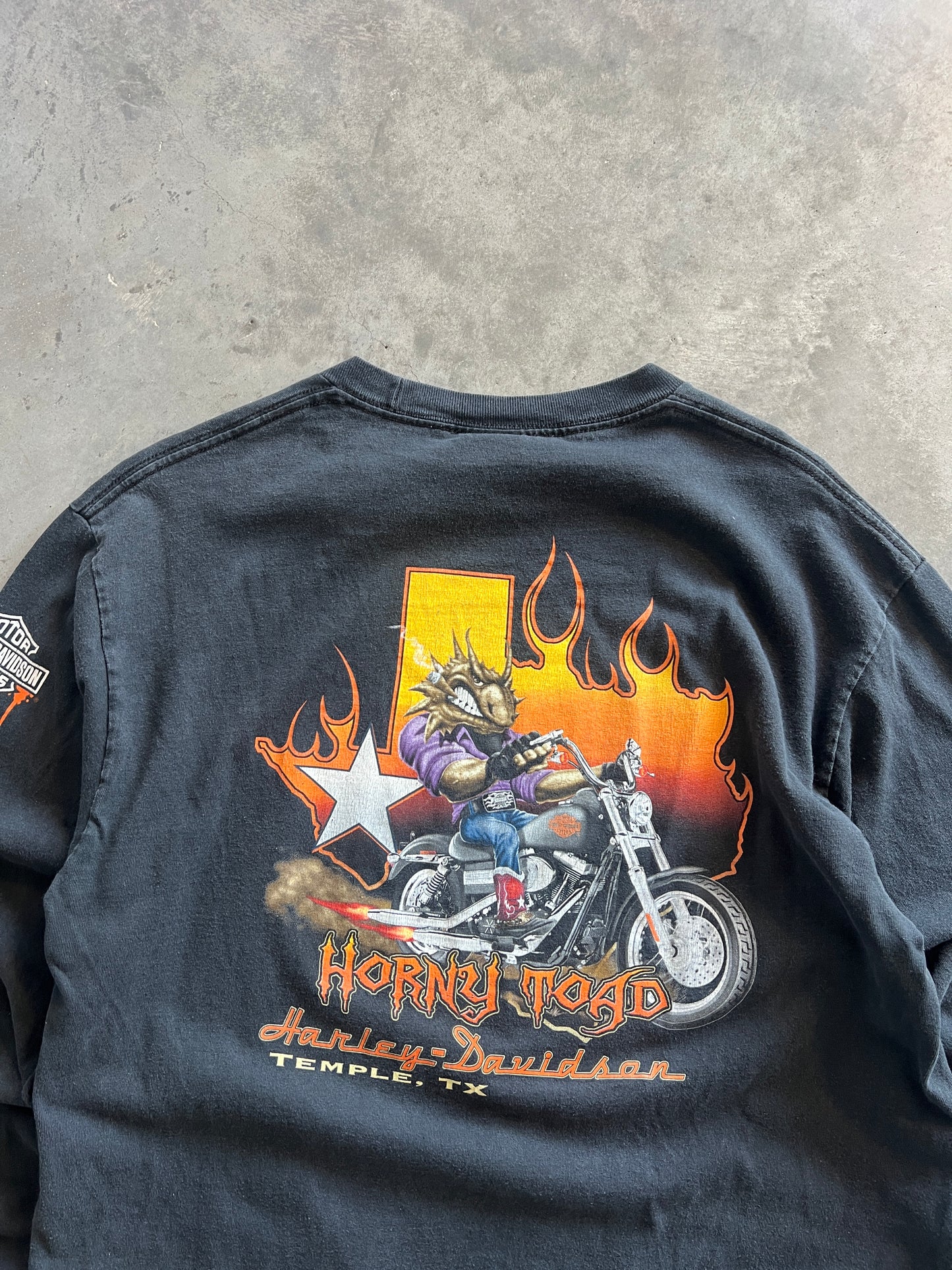 Vintage Black Flaming Harley Davidson Shirt - L