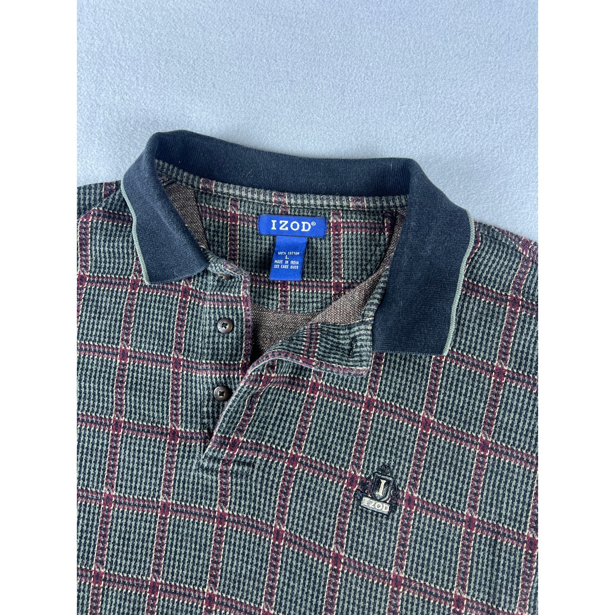 IZOD Windowpane Polo Shirt - L