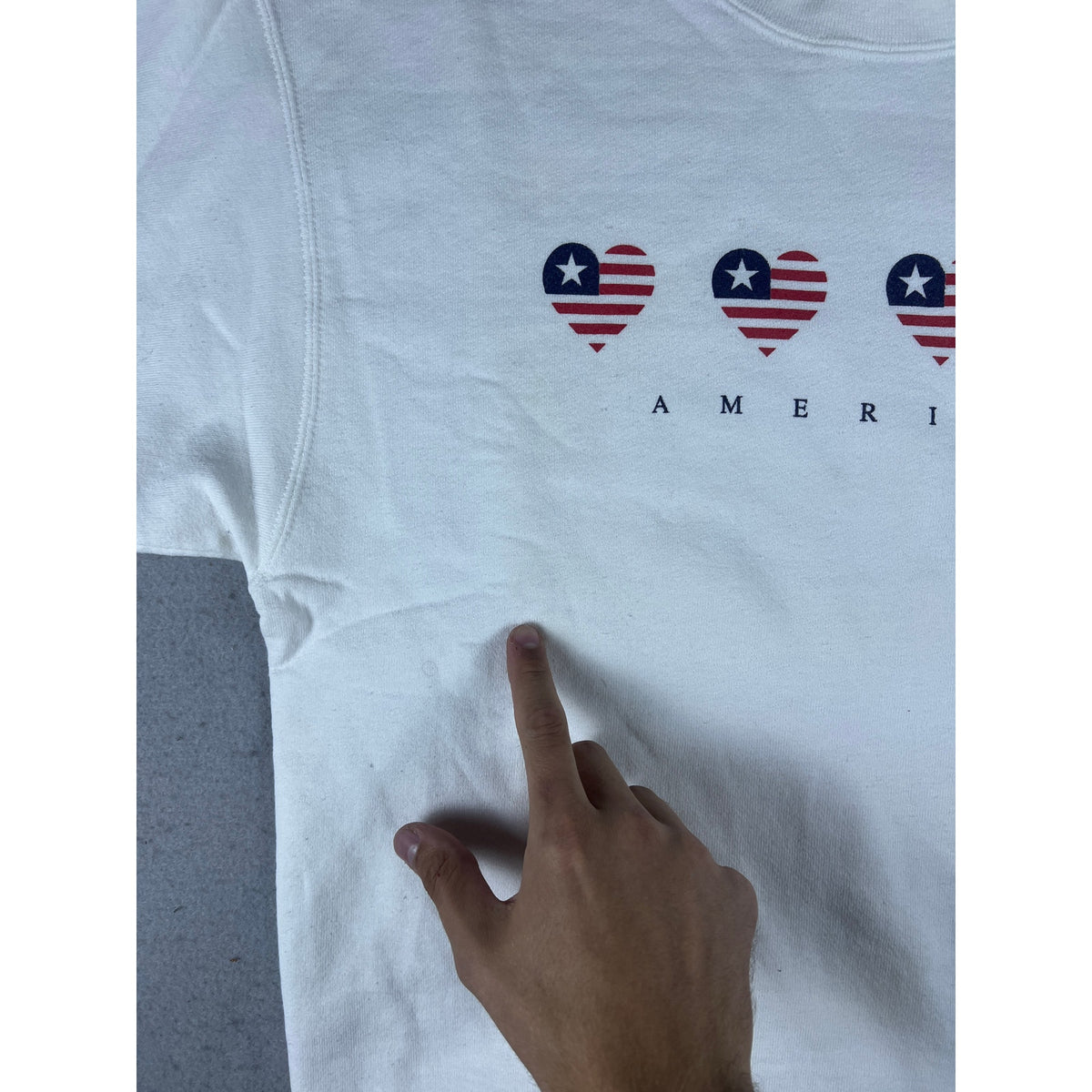 Vintage America Flag Heart Star Stripes Sweatshirt - M