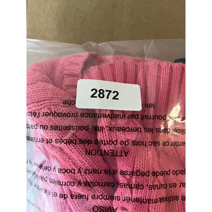 Ralph Lauren Sport Sweater Women M Pink V-Neck Cable Knit Ribbed Preppy Layering