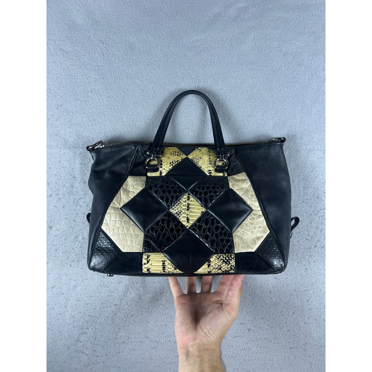 Vintage COACH Canyon Quilt Primrose Patchwork Satchel Exotic Embossed Leather