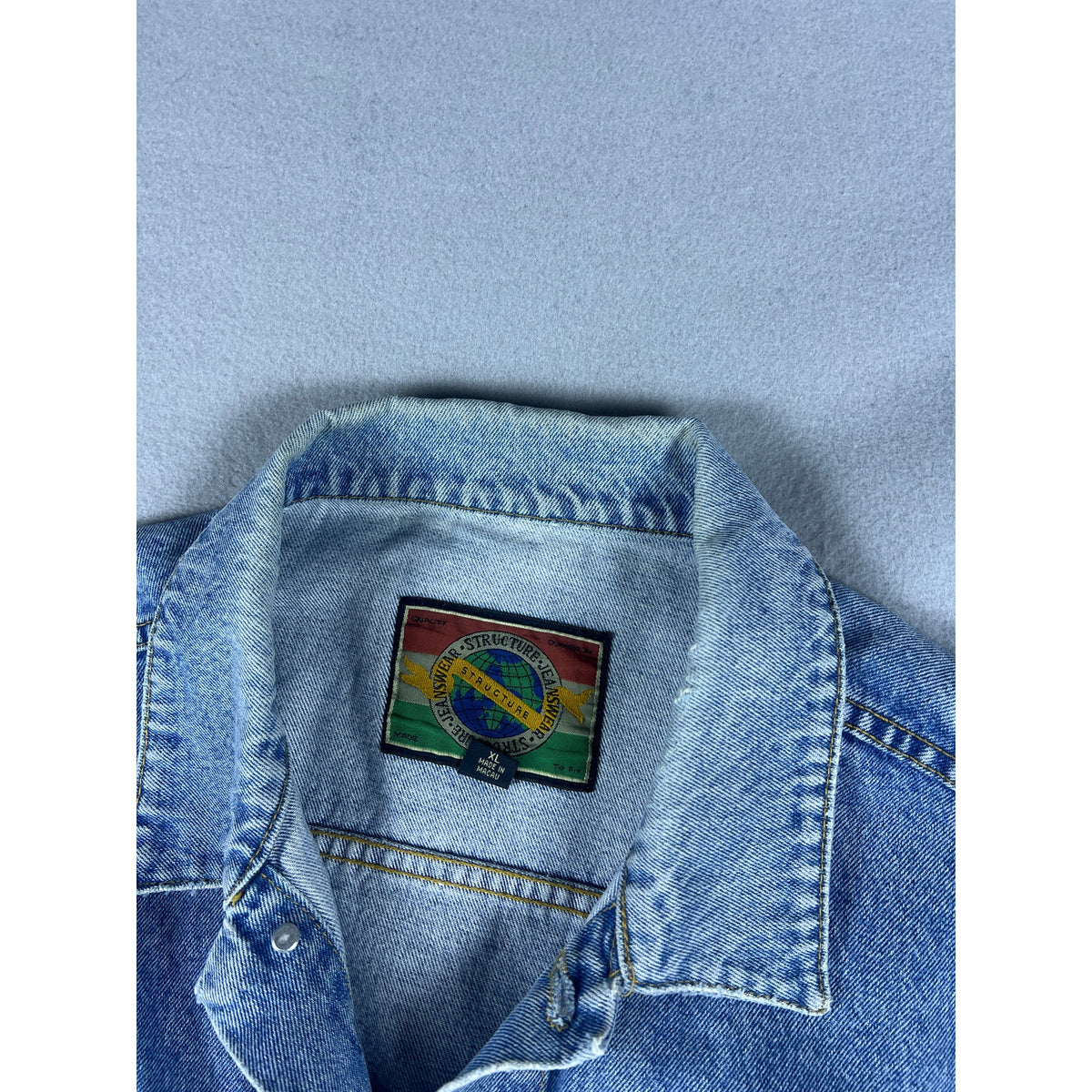 Vintage 90s Structure Denim Trucker Jacket - XL
