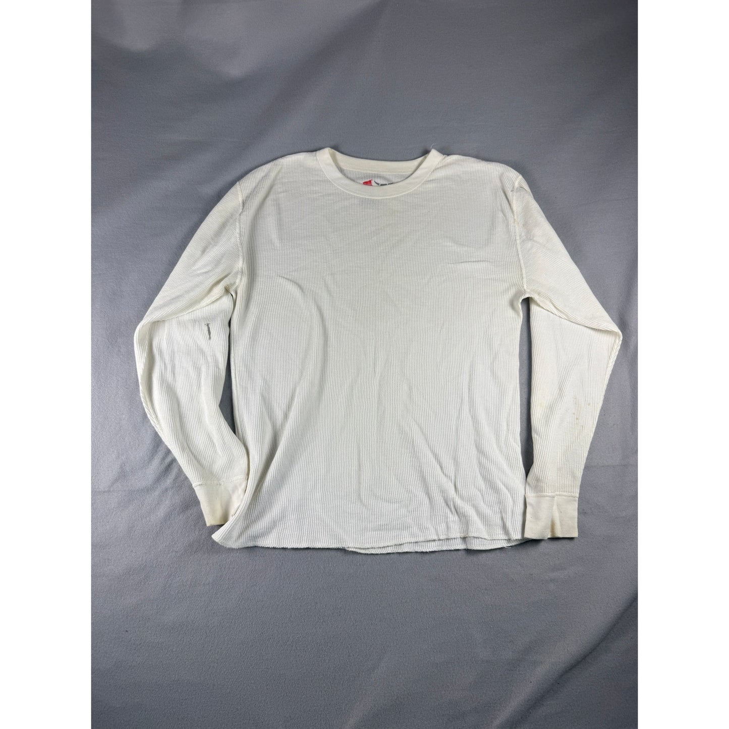 Hanes Beefy Tee Mens 2XL White Thermal Waffle Knit Long Sleeve Shirt Base Layer