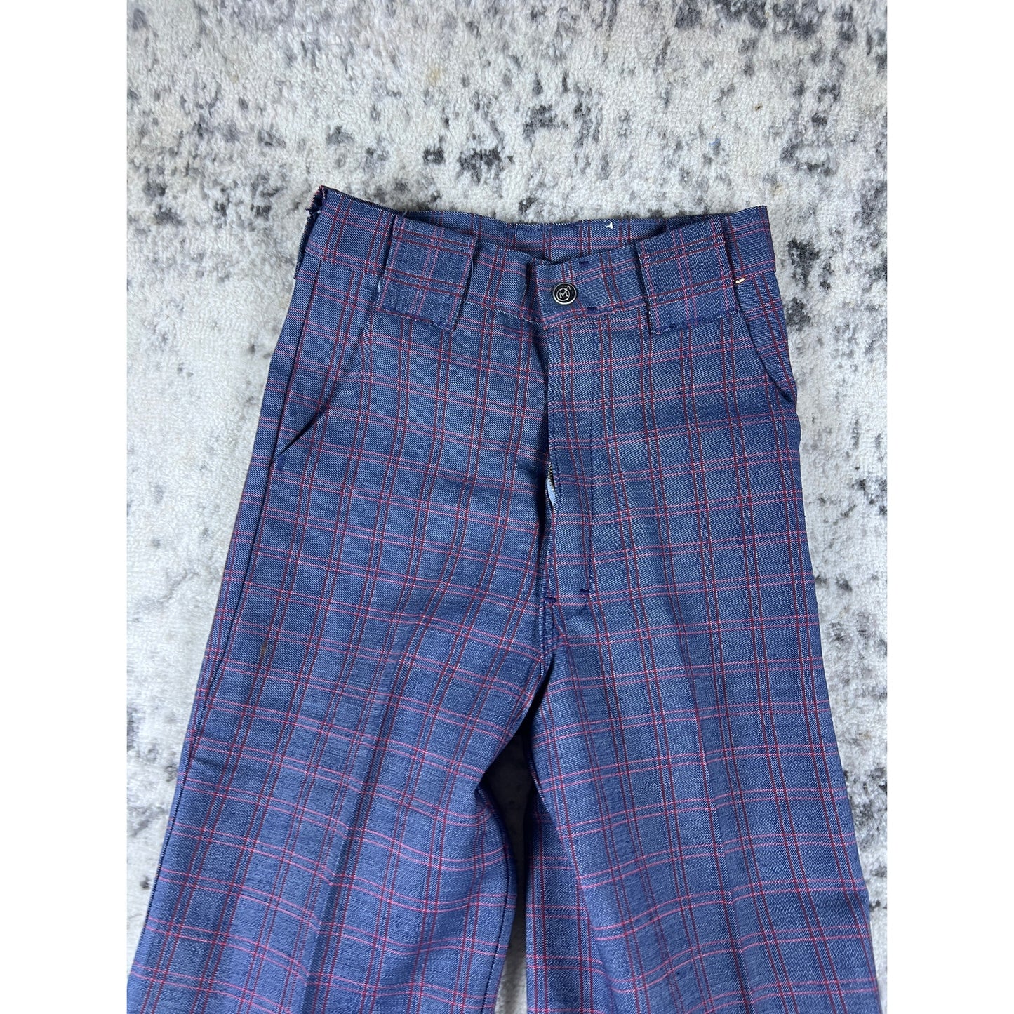 Vintage 70’s Navy Plaid Flare Pants - 22