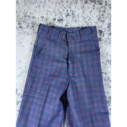 Vintage 70’s Navy Plaid Flare Pants - 22