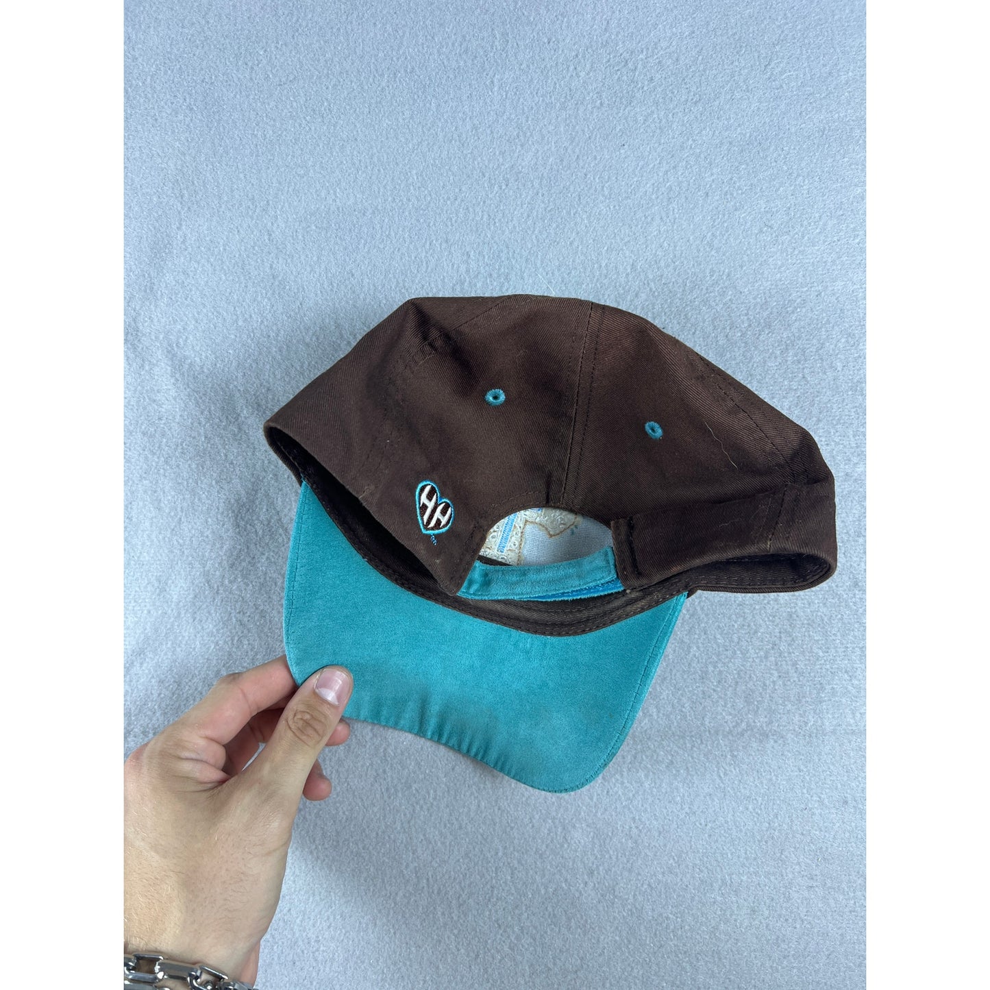 Y2k Embezzled Teal Blue Cross Hat