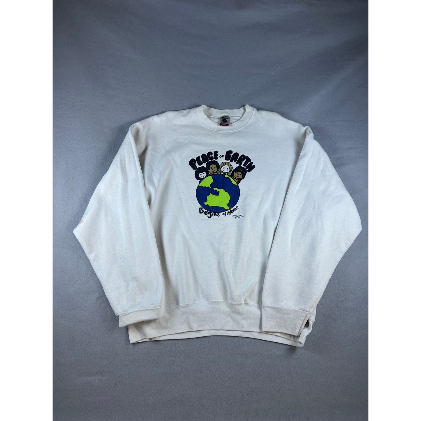 Vintage Peace on Earth Begins at Home Sweatshirt - 2XL