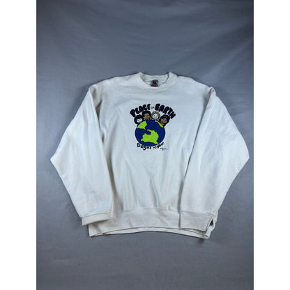 Vintage Peace on Earth Begins at Home Sweatshirt - 2XL