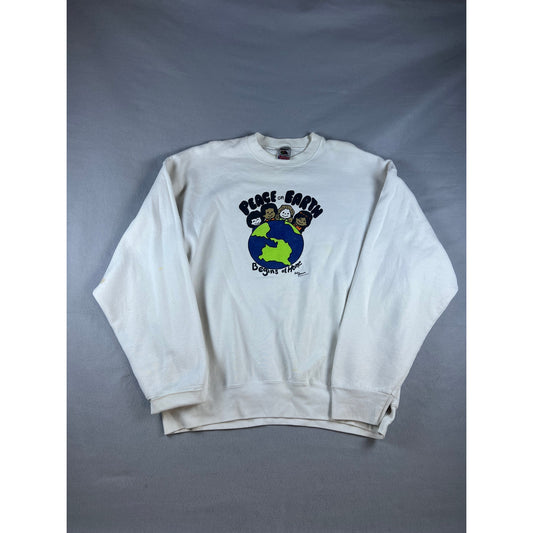 Vintage Peace on Earth Begins at Home Sweatshirt - 2XL