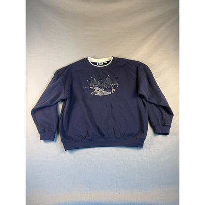 Vintage Bold Spirit Deer Winter Sweatshirt - XL