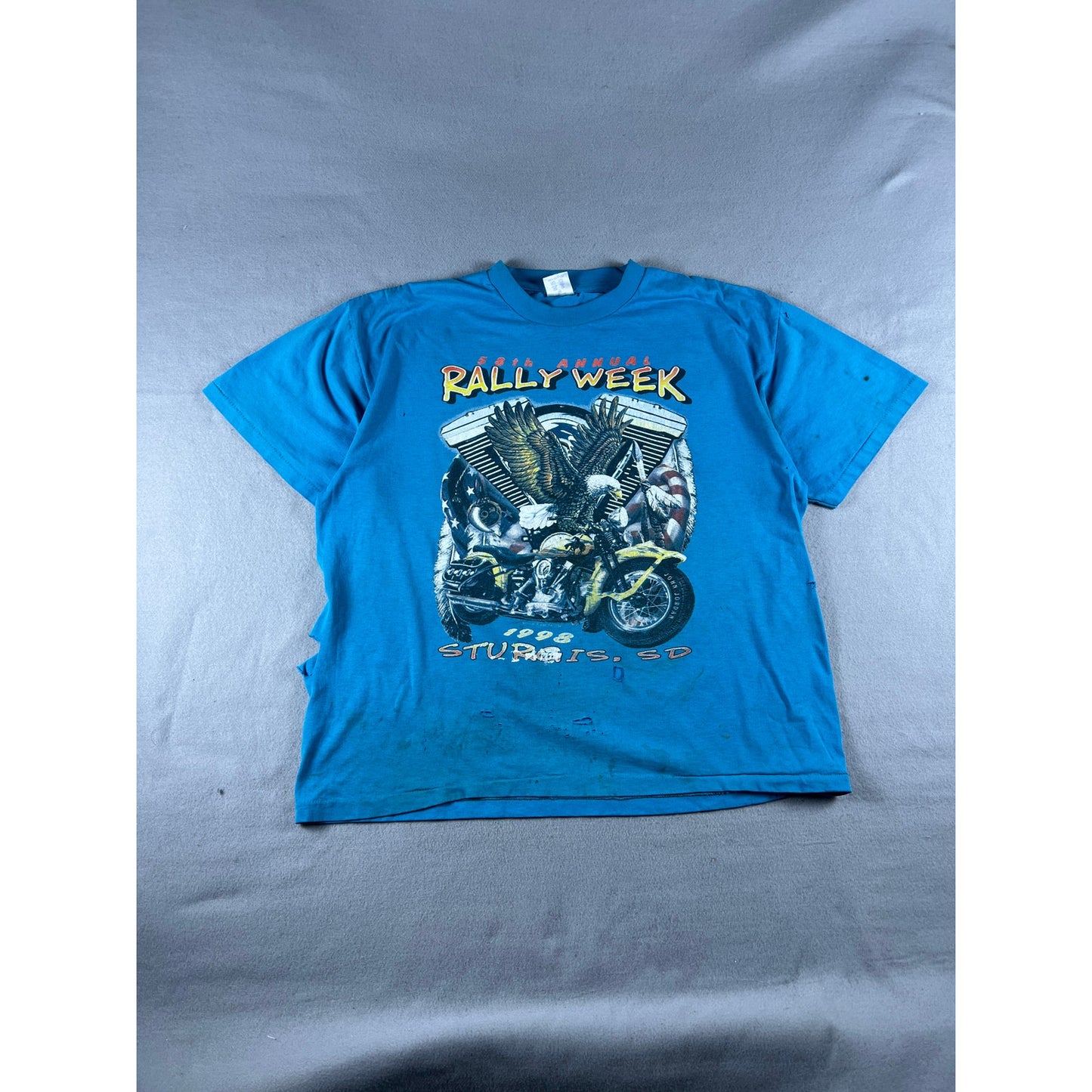 Vintage Blue Harley Davidson Biker Shirt - XL