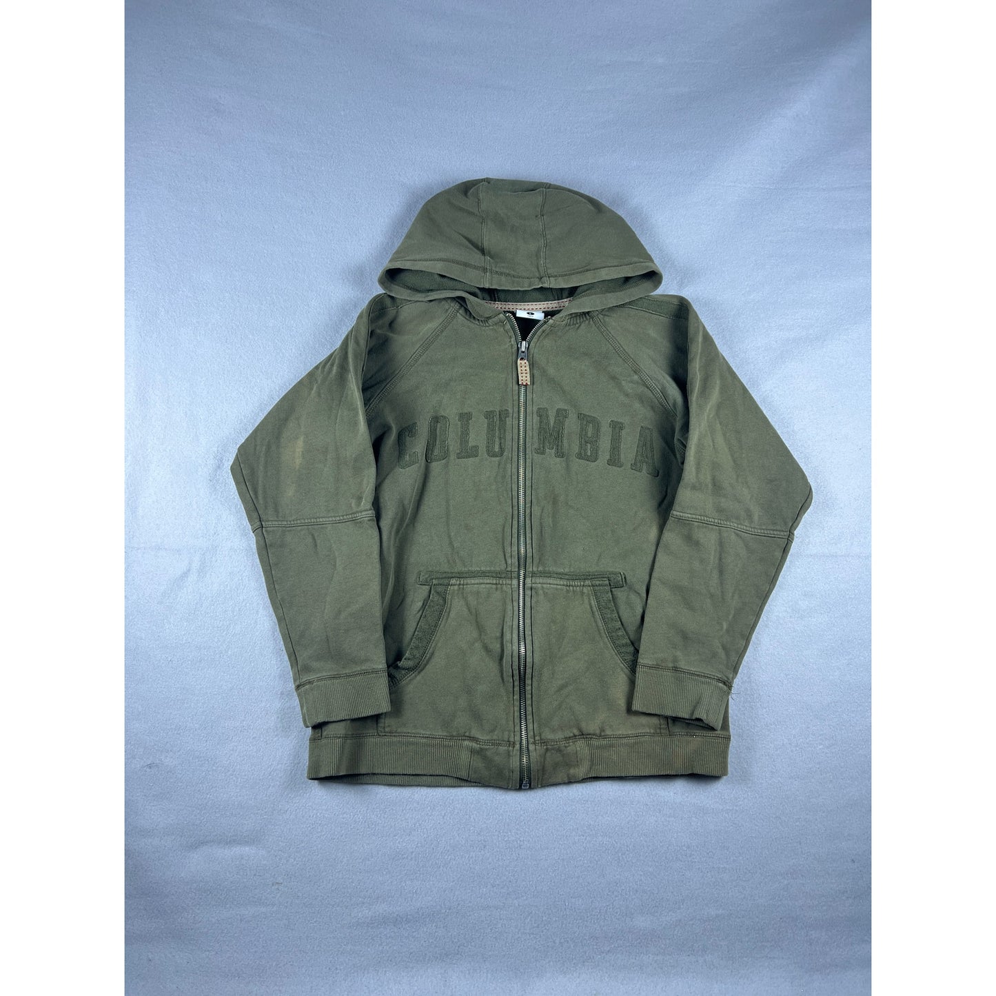 Vintage Green Columbia Full Zip Hoodie - YL