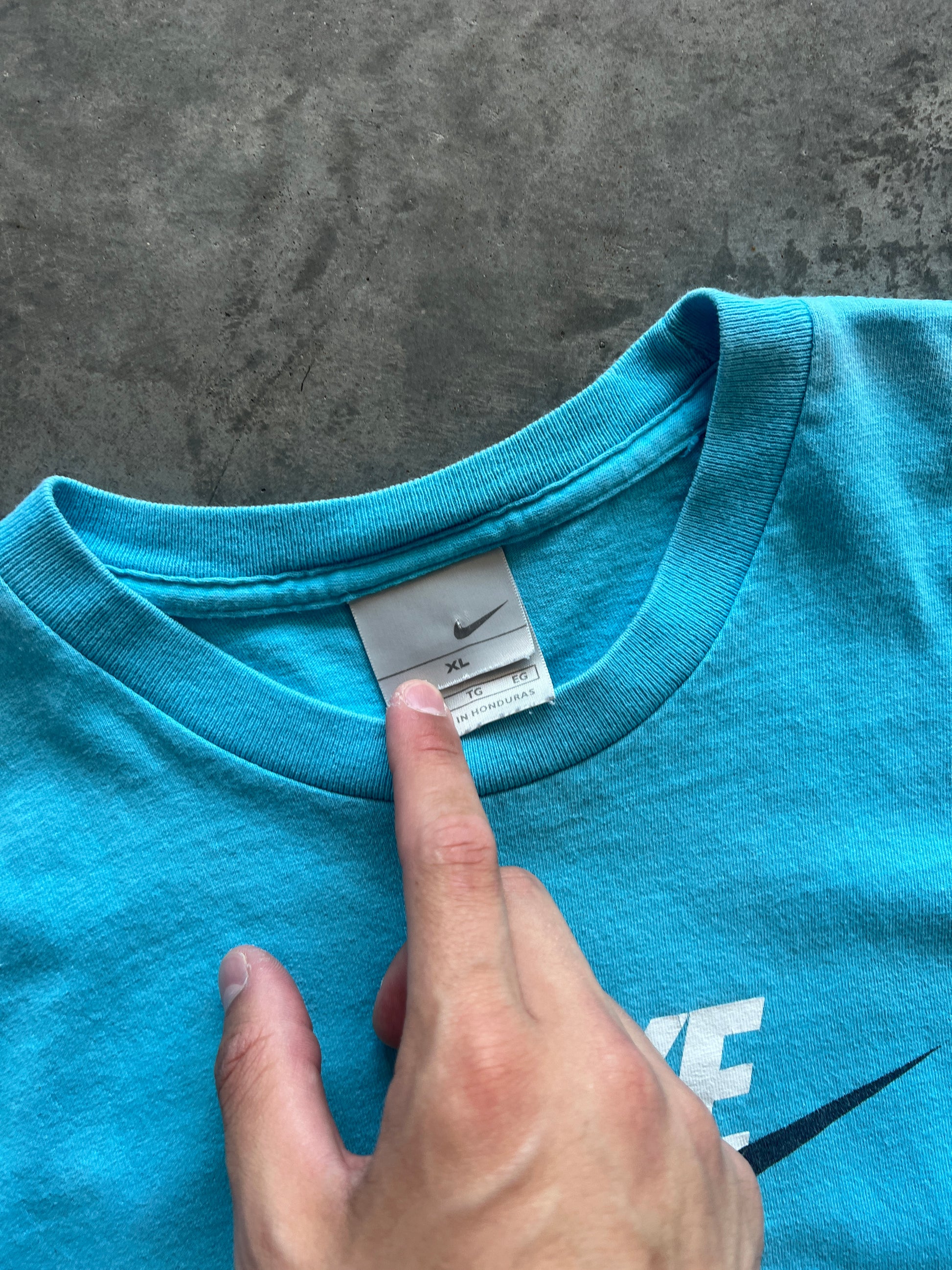 Vintage Baby Blue Nike Spellout Shirt - XL