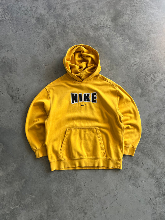 Vintage Yellow Nike Spellout Hoodie - XS