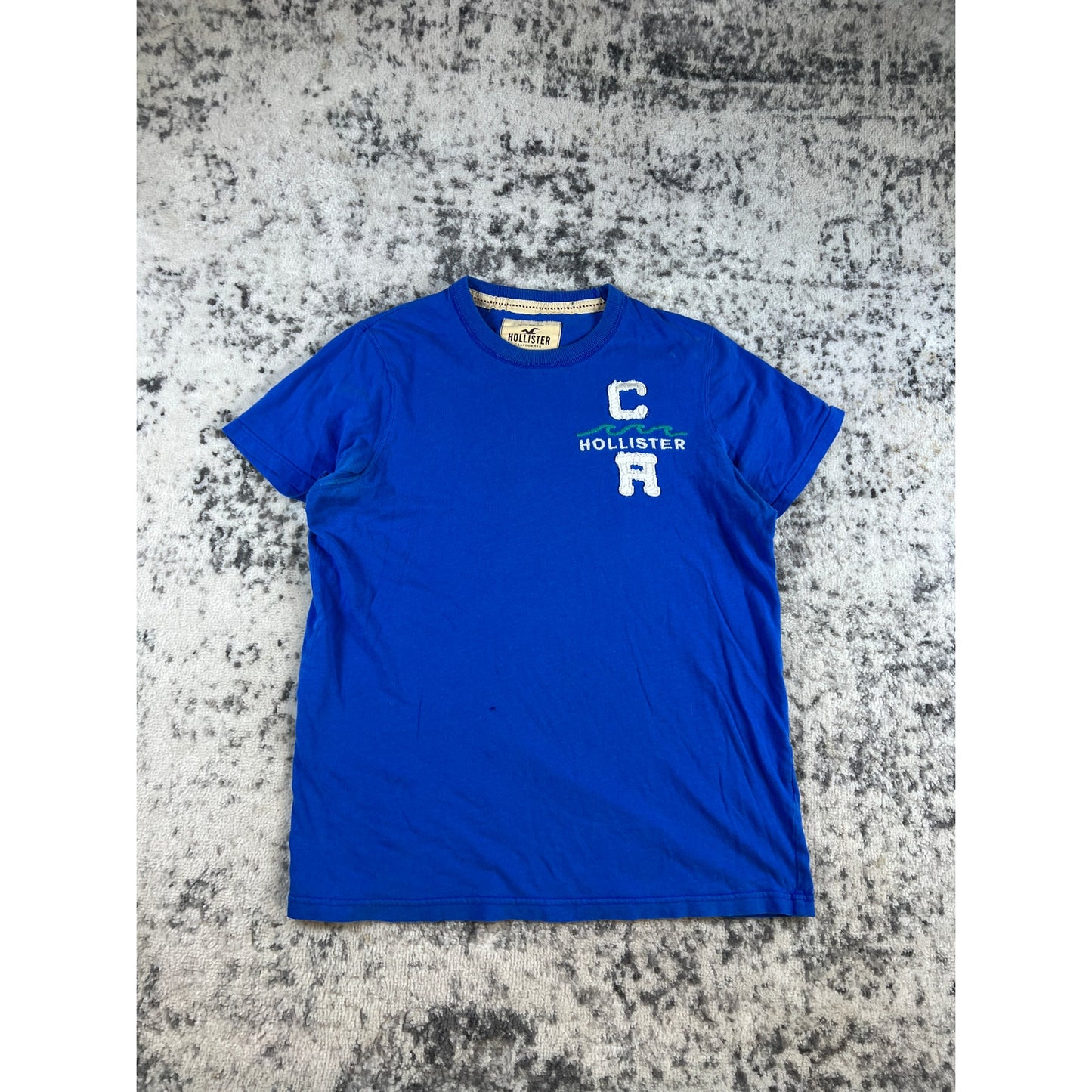 Y2k Hollister Co Blue Embroidered T-shirt - L