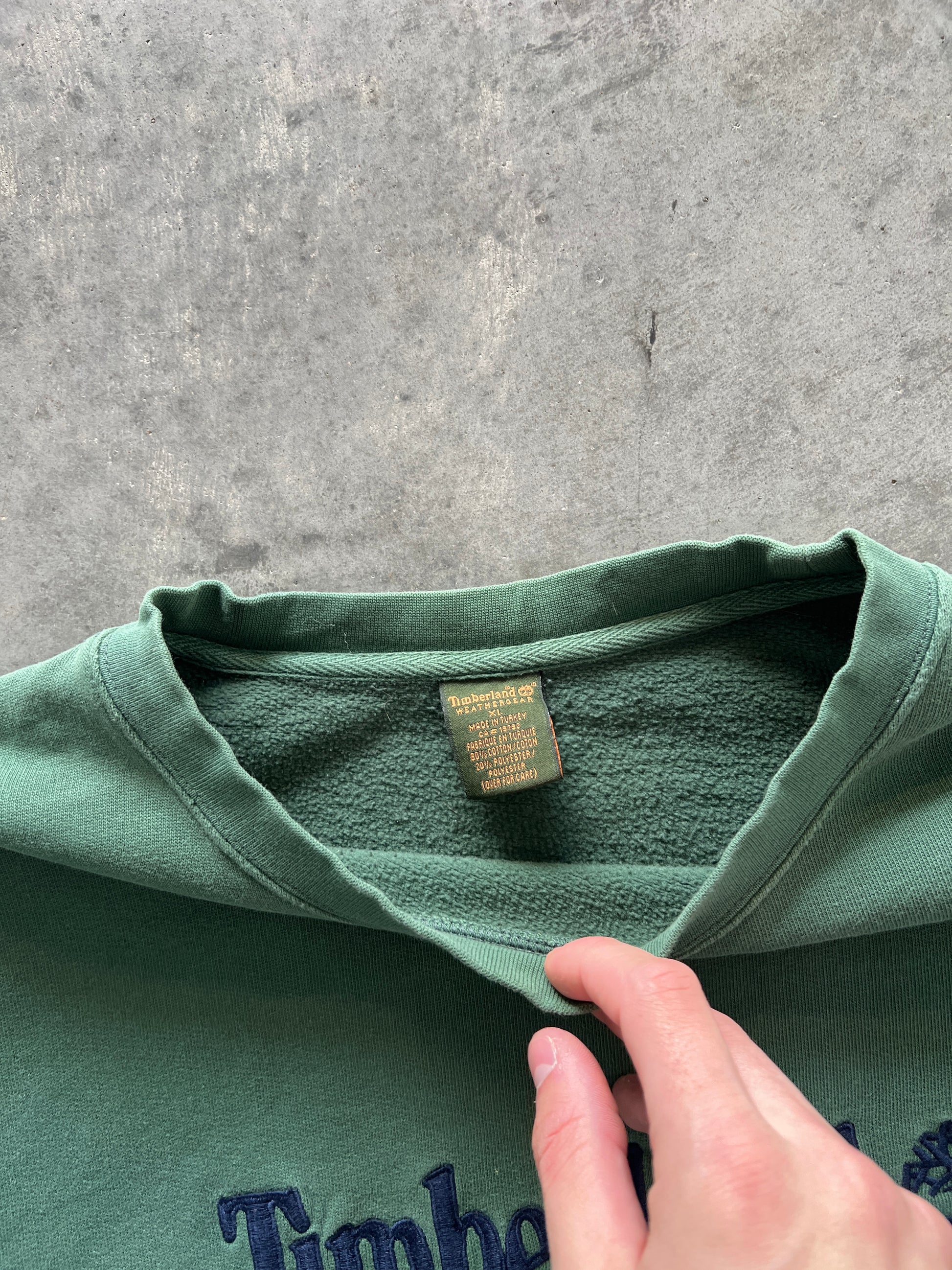 Vintage Green Timberland Crew- XL