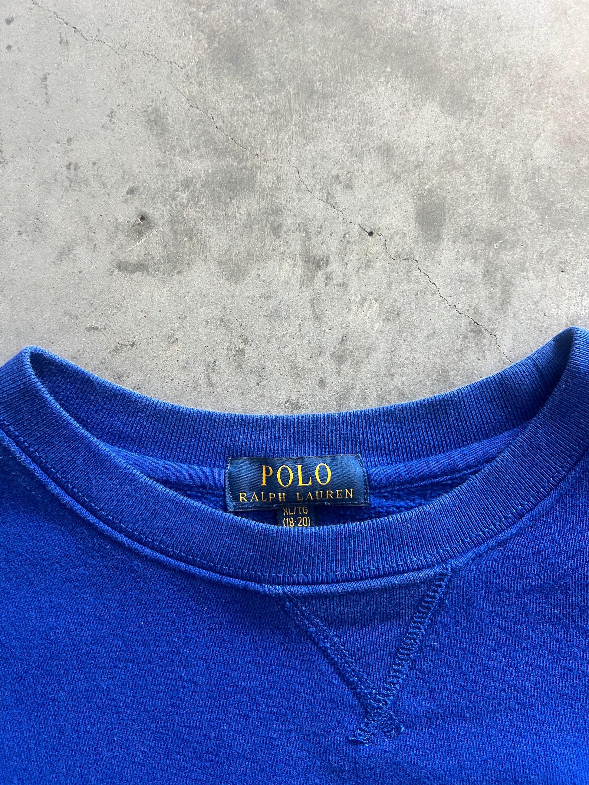Vintage Blue Polo Logo Crew - XL