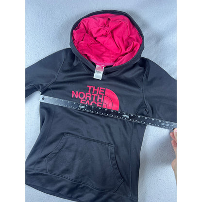 The North Face Hoodie Womens M Black Pink Spellout Logo Graphics Sweatshirt