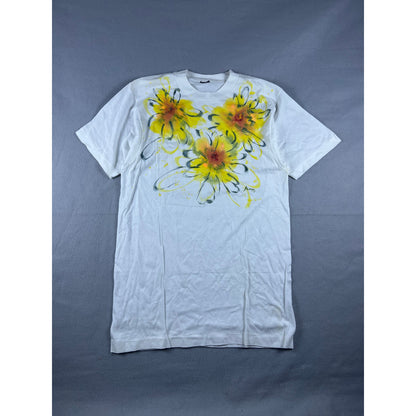 Vintage 90s Hand Painted Floral T-Shirt - L