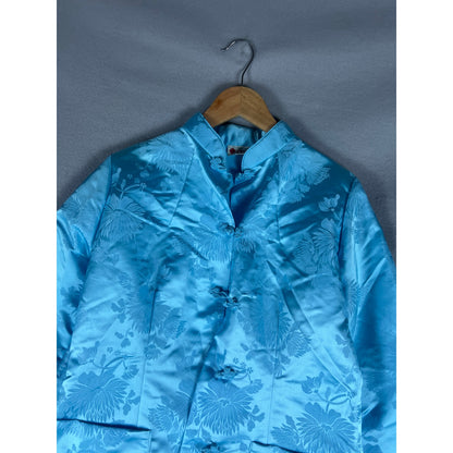 Vintage Clover Satin Floral Jacquard Chinese Tang Suit Jacket - M